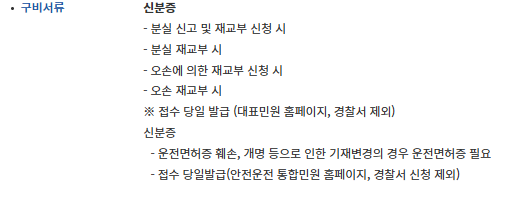 운전면허증 재발급 준비물