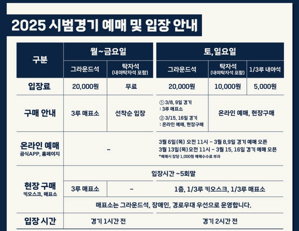롯데자이언츠 시범경기 예매
